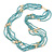 Multistrand Dusty Light Blue Glass Bead Cream Faux Pearl Long Necklace - 70cm L - view 4