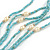 Multistrand Dusty Light Blue Glass Bead Cream Faux Pearl Long Necklace - 70cm L - view 5