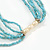Multistrand Dusty Light Blue Glass Bead Cream Faux Pearl Long Necklace - 70cm L - view 6