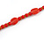 Stylish Carrot Red Ceramic, Glass Bead with Gold Tone Metal Rings Long Necklace - 90cm L - view 4