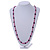 Stylish Purple/ Pink Ceramic/Glass Bead with Gold Tone Metal Rings Long Necklace - 90cm L - view 2