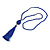 Blue Glass Bead Cotton Tassel Necklace - 72cm L/ 14cm Tassel - view 8