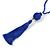 Blue Glass Bead Cotton Tassel Necklace - 72cm L/ 14cm Tassel - view 3