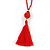 Red Glass Bead Cotton Tassel Necklace - 72cm L/ 14cm Tassel - view 9