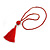 Red Glass Bead Cotton Tassel Necklace - 72cm L/ 14cm Tassel - view 10