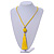 Sunny Yellow Glass Bead Cotton Tassel Necklace - 72cm L/ 14cm Tassel - view 8