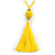 Sunny Yellow Glass Bead Cotton Tassel Necklace - 72cm L/ 14cm Tassel - view 10