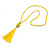 Sunny Yellow Glass Bead Cotton Tassel Necklace - 72cm L/ 14cm Tassel - view 12