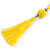 Sunny Yellow Glass Bead Cotton Tassel Necklace - 72cm L/ 14cm Tassel - view 5