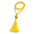 Sunny Yellow Glass Bead Cotton Tassel Necklace - 72cm L/ 14cm Tassel - view 9