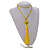 Sunny Yellow Glass Bead Cotton Tassel Necklace - 72cm L/ 14cm Tassel - view 4