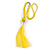 Sunny Yellow Glass Bead Cotton Tassel Necklace - 72cm L/ 14cm Tassel - view 2