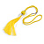 Sunny Yellow Glass Bead Cotton Tassel Necklace - 72cm L/ 14cm Tassel - view 7