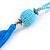Trendy Light Blue Glass Bead Cotton Tassel Necklace - 72cm L/ 14cm Tassel - view 9