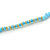 Trendy Light Blue Glass Bead Cotton Tassel Necklace - 72cm L/ 14cm Tassel - view 4
