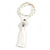Trendy Snow White Glass Bead Cotton Tassel Necklace - 72cm L/ 14cm Tassel - view 4