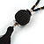 Black Glass Bead Cotton Tassel Necklace - 72cm L/ 14cm Tassel - view 6