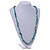 Stylish Turquoise Semiprecious Stone, Teal Sea Shell Nugget Necklace - 88cm Long - view 2