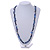 Stylish Dark Blue Semiprecious Stone and Sea Shell Nugget Necklace - 84cm Long - view 2