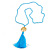 Light Blue Crystal Bead Necklace with Gold Tone Tree Of LIfe/ Silk Tassel Pendant - 84cm L/ 10cm Tassel