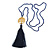 Dark Blue Crystal Bead Necklace with Gold Tone Tree Of LIfe/ Silk Tassel Pendant - 84cm L/ 10cm Tassel - view 7