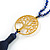Dark Blue Crystal Bead Necklace with Gold Tone Tree Of LIfe/ Silk Tassel Pendant - 84cm L/ 10cm Tassel - view 4