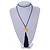 Dark Blue Crystal Bead Necklace with Gold Tone Tree Of LIfe/ Silk Tassel Pendant - 84cm L/ 10cm Tassel - view 2