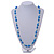 Blue/ White/ Transparent Glass Bead Long Necklace - 86cm Long - view 2