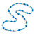 Blue/ White/ Transparent Glass Bead Long Necklace - 86cm Long - view 3