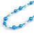 Blue/ White/ Transparent Glass Bead Long Necklace - 86cm Long - view 4