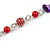 Long Multicoloured Glass and Shell Bead with Silver Tone Metal Wire Element Necklace - 120cm L - view 4
