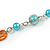 Long Multicoloured Glass and Shell Bead with Silver Tone Metal Wire Element Necklace - 120cm L - view 5