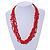 Ethnic Multistrand Red Glass Bead, Semiprecious Stone Necklace With Wood Hook Closure - 60cm L - view 2