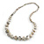 Long Graduated Wooden Bead Colour Fusion Necklace (White/ Black/ Gold) - 76cm Long - view 6