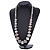 Long Graduated Wooden Bead Colour Fusion Necklace (White/ Black/ Gold) - 76cm Long - view 2