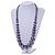 Long Graduated Wooden Bead Colour Fusion Necklace (Purple/ Black/ Gold) - 76cm Long - view 2