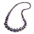 Long Graduated Wooden Bead Colour Fusion Necklace (Purple/ Black/ Gold) - 76cm Long - view 3
