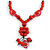 Statement Ceramic, Wood, Resin Tassel Black Cord Necklace (Red) - 54cm L/ 10cm Tassel - Adjustable - view 3