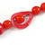 Statement Ceramic, Wood, Resin Tassel Black Cord Necklace (Red) - 54cm L/ 10cm Tassel - Adjustable - view 6