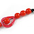 Statement Ceramic, Wood, Resin Tassel Black Cord Necklace (Red) - 54cm L/ 10cm Tassel - Adjustable - view 7