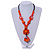 Statement Ceramic, Wood, Resin Tassel Black Cord Necklace (Orange) - 54cm L/ 10cm Tassel - Adjustable - view 2