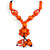 Statement Ceramic, Wood, Resin Tassel Black Cord Necklace (Orange) - 54cm L/ 10cm Tassel - Adjustable - view 3