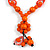 Statement Ceramic, Wood, Resin Tassel Black Cord Necklace (Orange) - 54cm L/ 10cm Tassel - Adjustable - view 4