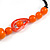 Statement Ceramic, Wood, Resin Tassel Black Cord Necklace (Orange) - 54cm L/ 10cm Tassel - Adjustable - view 6