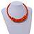 Orange Button, Round Wood Bead Wire Necklace - 46cm L - view 2