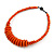 Orange Button, Round Wood Bead Wire Necklace - 46cm L - view 3