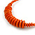 Orange Button, Round Wood Bead Wire Necklace - 46cm L - view 4