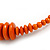 Orange Button, Round Wood Bead Wire Necklace - 46cm L - view 5