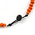 Orange Button, Round Wood Bead Wire Necklace - 46cm L - view 6