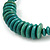 Teal Button, Round Wood Bead Wire Necklace - 46cm L - view 5